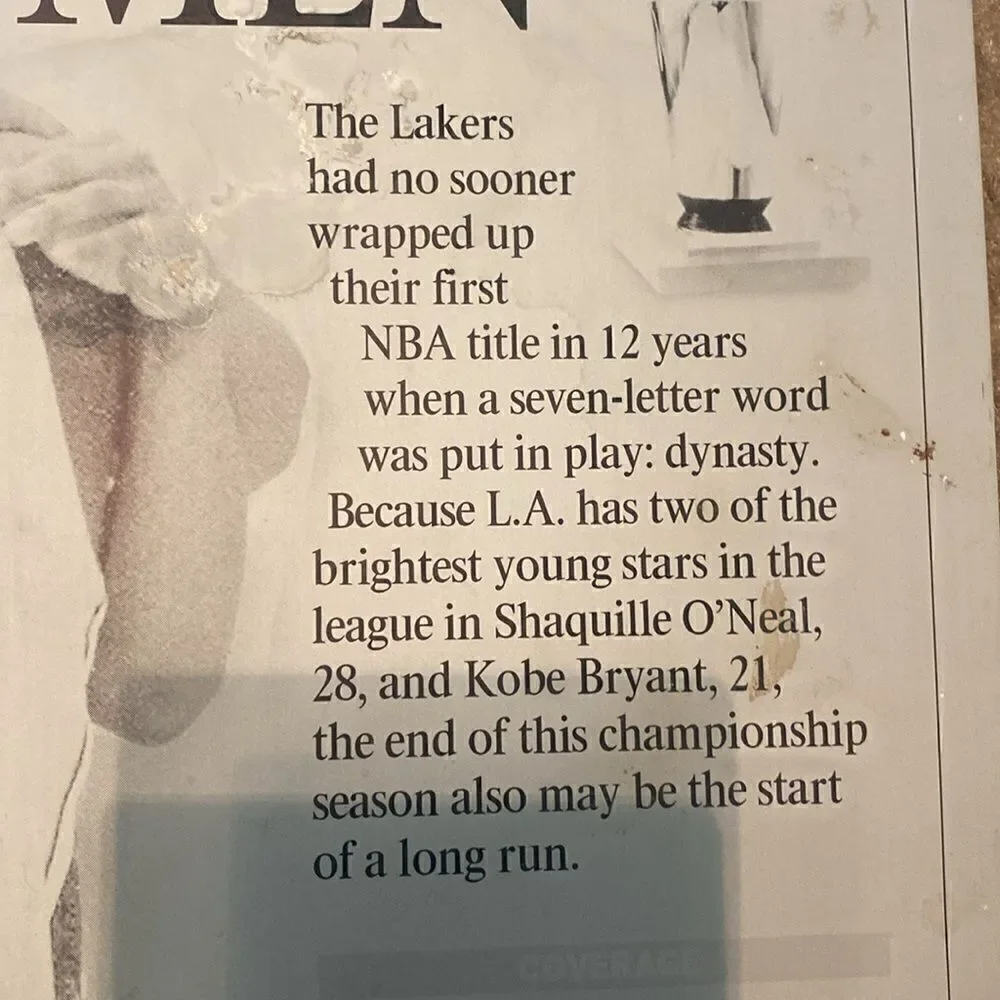 Rare Vintage LA Times Printing Plate Reign Men Lakers Commemorative June 13 '02